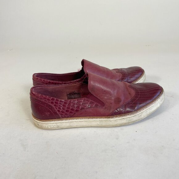 UGG Australia Hadria Croc Embossed Red Leather Loafers Women’s Size 7 Slip On - Picture 3 of 9